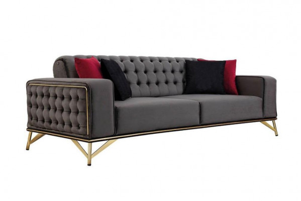 Designer Bankstel 3-zits Chesterfield Bank Beklede Banken Ontwerp Bruin