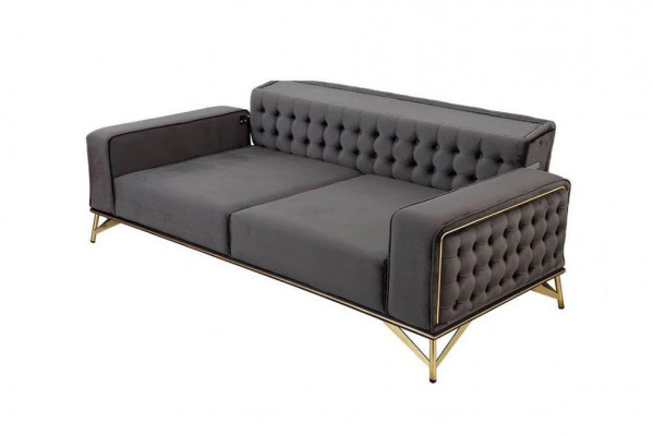 Designer Bankstel 3-zits Chesterfield Bank Beklede Banken Ontwerp Bruin
