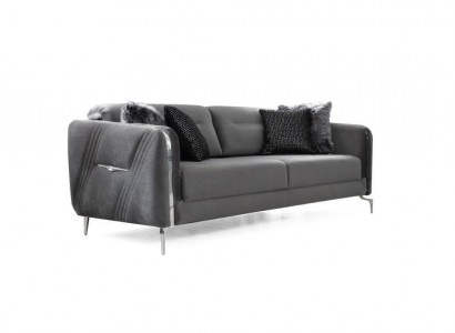 Luxe bankstel met drie zitplaatsen, modern, gestoffeerd met textiel, geschikt voor drie personen, 235 cm lang.