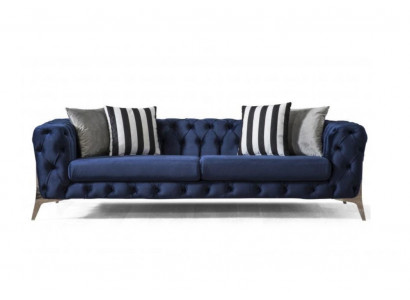 Chesterfield Sofa 3-zits Blauw Fluweel Luxe Meubels voor Woonkamerbanken