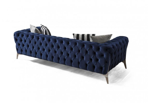 Chesterfield Sofa 3-zits Blauw Fluweel Luxe Meubels voor Woonkamerbanken