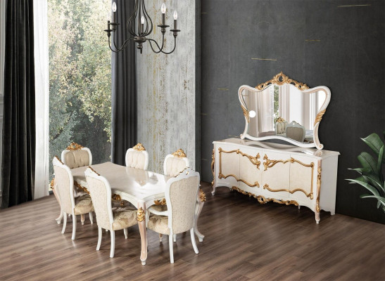 Luxe set eetkamer eettafel stoel XL tafel tafels stoelen hout design 7-delig nieuw