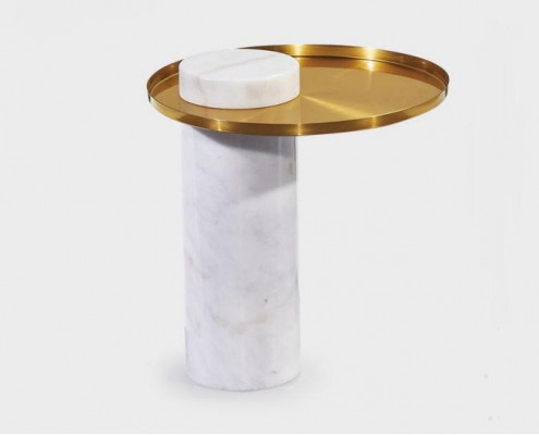 Stijlvolle ronde witte bijzettafel luxe salontafel woonkamermeubels.