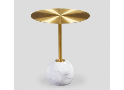 Kleine ronde bijzettafel met opbergplaat gouden blad ontwerper woonkamer