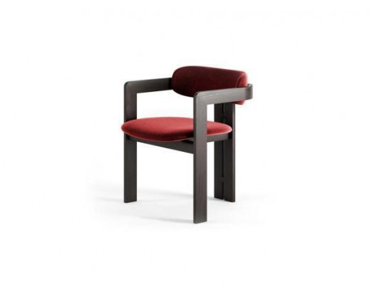 Luxe Rode Eetkamerstoel Houten Frame Designer Bekleding Eenpersoons Textiel