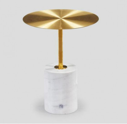 Luxe witte bijzettafel woonkamer kunstmarmer salontafel