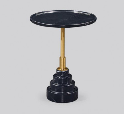 Moderne zwarte salontafel luxe marmeren bijzettafel rond woonkamer