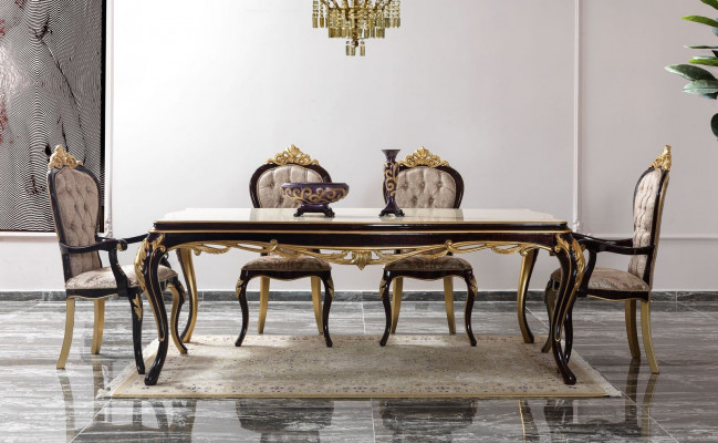 Luxe eetkamerset eetkamer eettafel stoelen hout 10-delig bruin dressoir