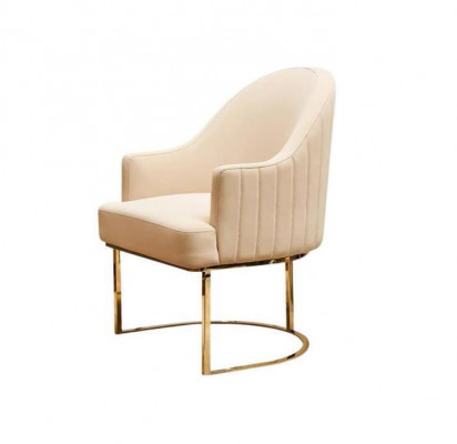 Beige eetkamerstoel, ontwerper met één zitplaats, textielmeubels, gestoffeerde stoelen