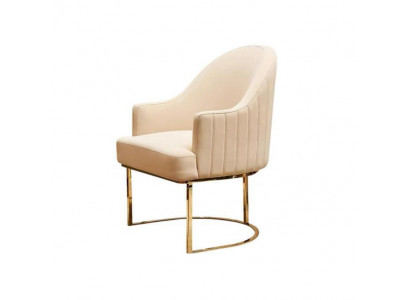 Beige eetkamerstoel, ontwerper met één zitplaats, textielmeubels, gestoffeerde stoelen