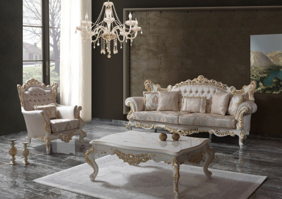 Luxe bankstel complete bankstel Beige gestoffeerde bankstoffering stoffen bank
