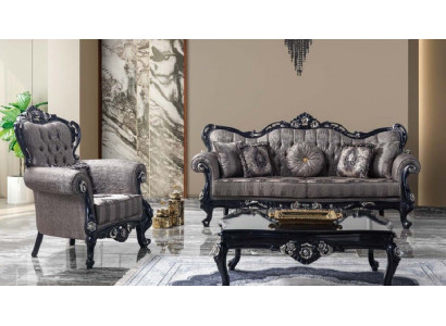 Bank Bankstel Driezitter Fauteuil Bankstel Grijs Bekleedde Bank