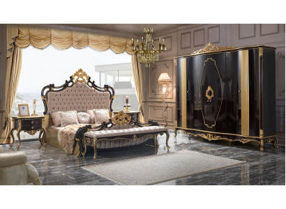 Chesterfield Luxe Slaapkamer Set Bed Tweepersoonsbed 5-delig Zwart