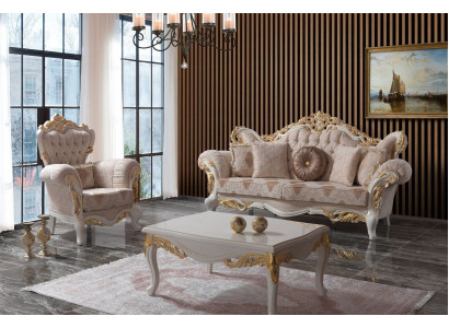Polstersofa Compleet bankstel Bankstel Beige bank Stoffen bank