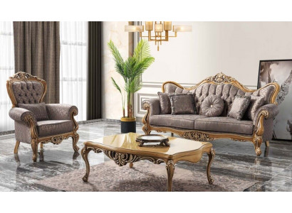 Poefs Bank Chesterfield Set Bankstel Stoffen Bank Grijs Nieuw