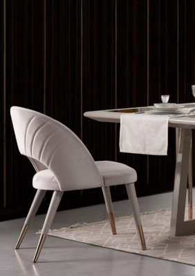 Luxe eethoek eetgroep eetkamer eettafel stoelen beige hout set 8-delig