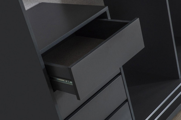 Moderne kast kledingkast slaapkamer kasten grijs hout spiegel