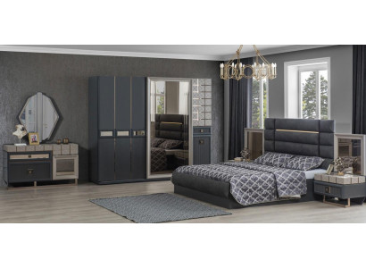 Luxe slaapkamer tweepersoonsbed grijs set 4-delig Moderne bed Nieuw