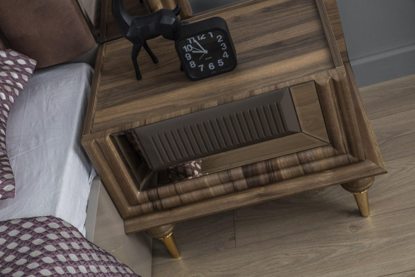 Compleet slaapkamermeubilair tweepersoonsbed Bruin Stof Bed Set 3-delig Nachtkastjes