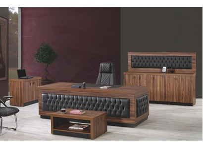 Luxe kantoormeubelen Complete kantoorbureau Schrijftafel Kantoorset 4-delig Hout Bruin