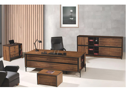 Complete werkkamermeubels bureau bureautafel 4-delig hout bruin