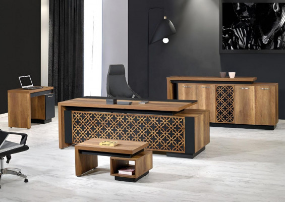 Compleet kantoor Kantoor meubels Bureau Schrijftafel Kantoor Bureau Set 4-delig Hout Bruin