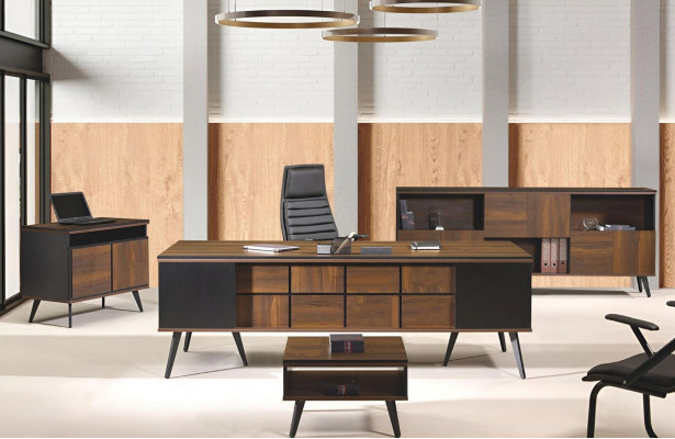 Bureau Klassiek Compleet Kantoor Meubilair 4-delige Set Hout Bruin