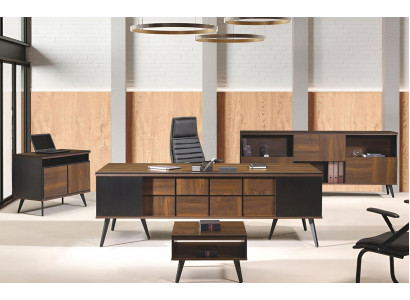 Bureau Klassiek Compleet Kantoor Meubilair 4-delige Set Hout Bruin