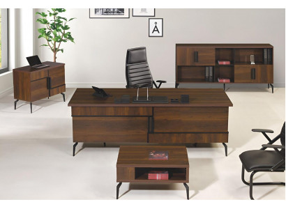 Werkkamer meubels Kantoor bureau Kantoor tafel Set 4-delig Hout Bruin