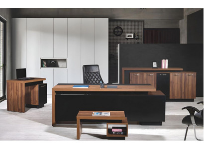 Bureautafel Kantoor meubelen Compleet kantoor Bureau set 4-delig Hout Zwart