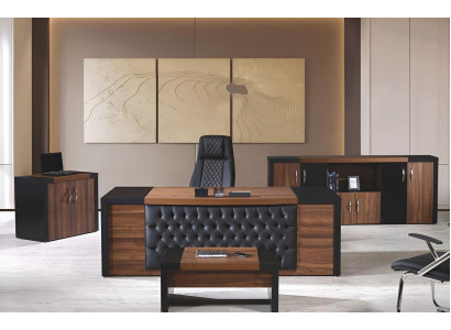 Bureautafel Kantoor meubels Compleet kantoor bureau set 4-delig hout bruin Büro