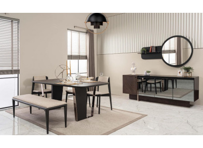 Eetkamer Eetgroep Eetkamermeubilair Eethoek Set 8-delig Hout Bruin Tafel