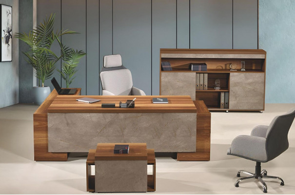 Compleet kantoor Kantoor meubelen Hoekbureau Kantoor Bureau Set 3-delig Hout Bruin