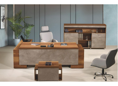 Compleet kantoor Kantoor meubelen Hoekbureau Kantoor Bureau Set 3-delig Hout Bruin