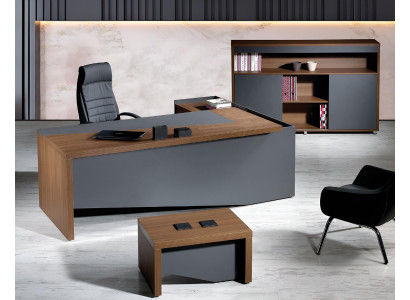 Eckbureautafel Compleet kantoorbureau bureauset 3-delig houten kantoormeubilair grijs