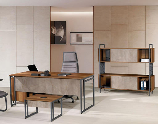 Eckbureau Compleet kantoormeubilair bureautafel set 3-delig hout Bruin