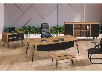 Bureau Bureau meubels Compleet kantoor bureau set 4-delig Hout Zwart