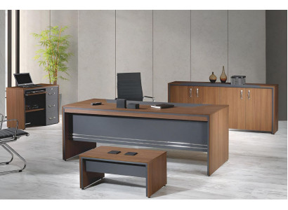Garnituur kantoormeubilair Compleet kantoor Bureau Set 4-delig Hout Bruin Kantoor