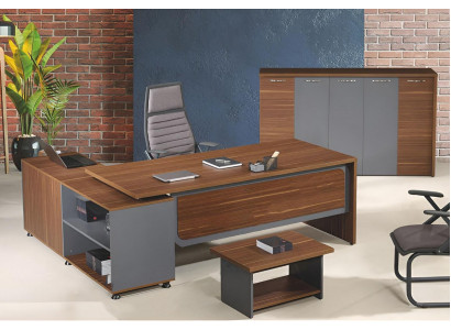 Groep Hoekbureau Complete bureauset 3-delig Houten kantoormeubelen Bruin.