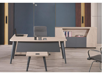 Eckbureau Werktafel Compleet kantoor Kantoorinrichting 3-delige Houten set Grijs