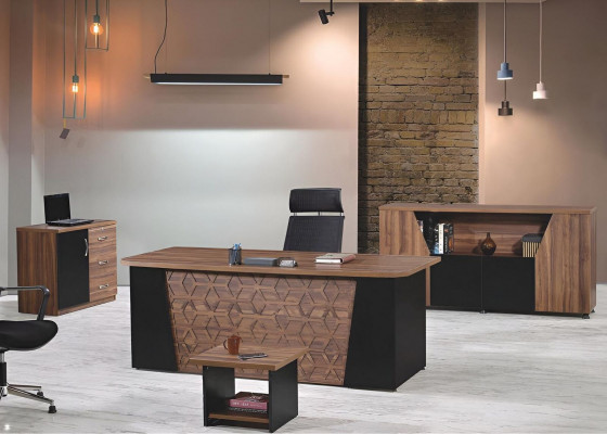 Set bureau bureau bureau set 4-delig houten kantoormeubilair bruin