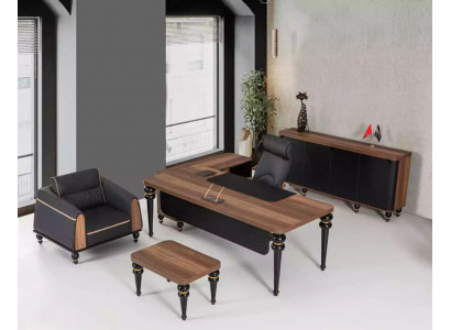 Luxe kantoorset met 4 delen: kast, bureau, schrijftafel, salontafel 3-delig.