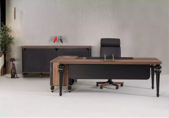 Luxe kantoorset met 4 delen: kast, bureau, schrijftafel, salontafel 3-delig.