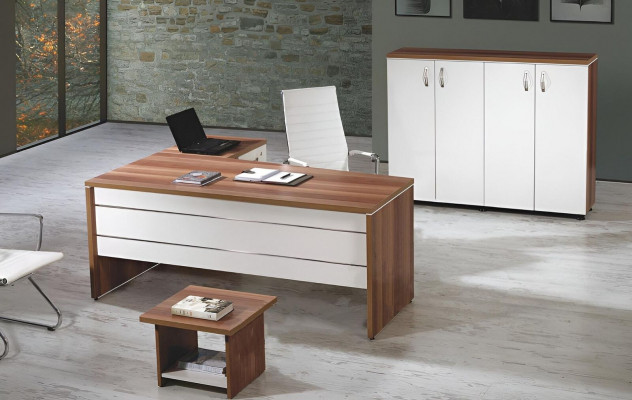 Garnituur kantoor hoekbureau werkplekmeubels kast 3-delig hout wit