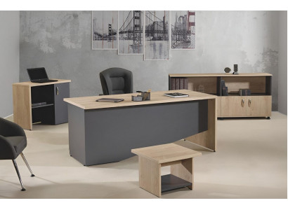 Compleet kantoor, kantoormeubilair, bureau, kantoortafel set 4-delig hout grijs
