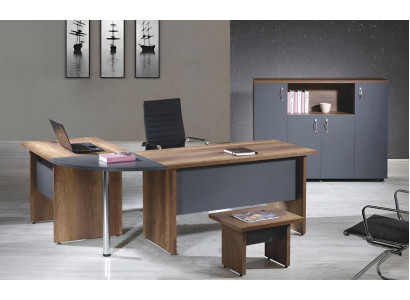 Computermöbel Werktafel kantoormeubilair Hoekbureau 3-delig Hout Set Grijs