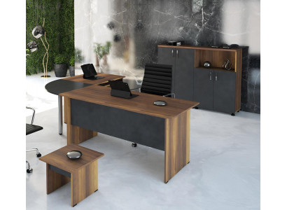Eckbureautafel Computermeubilair Werktafel Kantoor meubelen 3-delige Houten Set Bruin