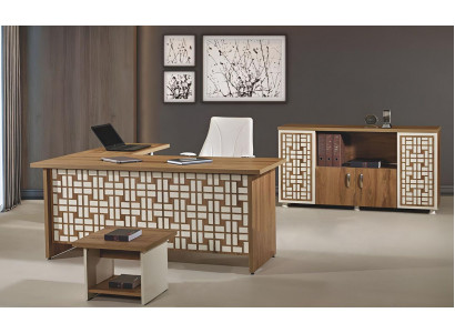 Computermöbel Werktafel Kantoorinrichting Hoekbureautafel 3-delig Hout Set Bruin