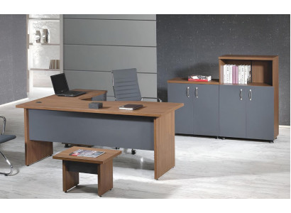 Garnituur kantooreckbureautafel thuiskantoormeubelen kast 4-delig hout grijs