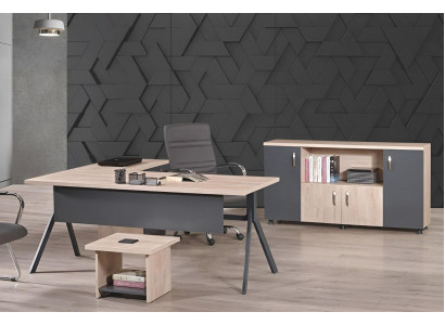 Werktafel Compleet kantoor Kantoor meubelen Hoekbureautafel 3dlg Hout Set Grijs